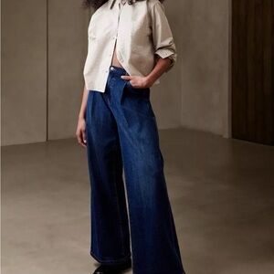 Banana Republic Wide Leg Pants in Dark Blue
